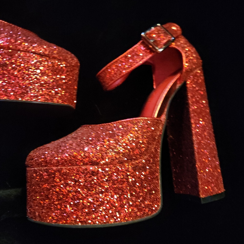 Dolls Kill Ruby Shine Red Glitter Platform Heels … - image 6